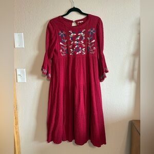 Red embroidered orange creek dress